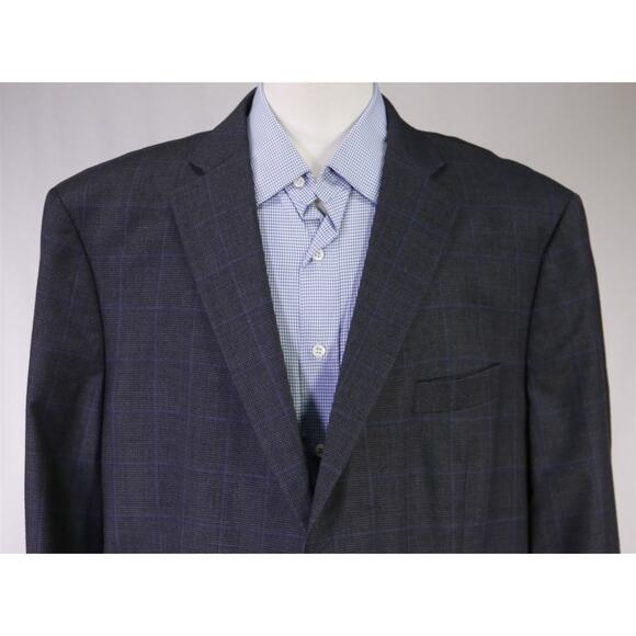 Brooks Brothers Gray Blue Windowpane Wool 2-Btn Sportcoat Blazer 48R - Picture 3 of 9